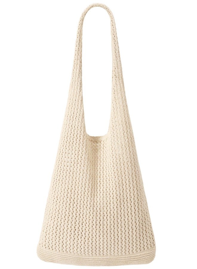 EIMMBD Crochet Bags for Women Beach Totes Bags Aesthetic Summer Tote Shoulder Hippie Bag Knit Bag(Beige) - Image 1